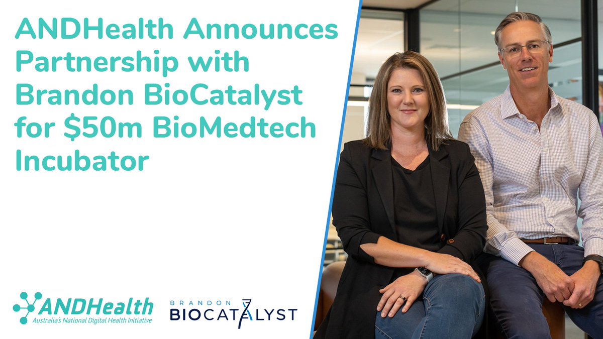 ANDHealthAU's tweet photo. We are delighted to announce that ANDHealth, in partnership with Brandon BioCatalyst, has been selected by the Medical Research Future Fund to deliver the $50m BioMedTech Incubator Program (#BMTI).

Learn more: https://t.co/d1ZgtCs0fO https://t.co/B2sdnRicfR