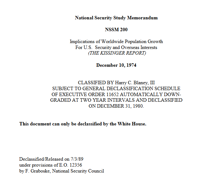 1SilvanaA's tweet photo. #DepopulationAgenda #depopulation 
The NSSM-200 Kissinger report page 75
December 10 1974 https://t.co/RgBfIUjFCL