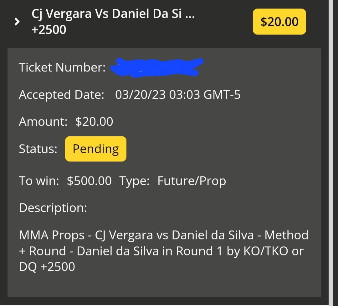 TexasMMA07's tweet image. Longshot prop for #UFCSanAntonio 

0.2u Daniel Da Silva RD1 TKO +2500

Silva is primarily rd1 or bust, and if he wins it'll likely be by sub in rd1.

However, a GnP finish or even a lucky shot standing isn't as improbable as these odds indicate, despite CJ having no losses via KO