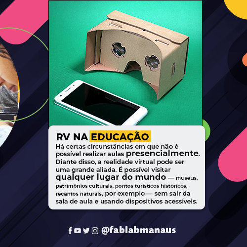 fablabmanaus's tweet photo. A realidade virtual é uma tecnologia que permite que o usuário substitua a sua realidade real por outra gerada por um computador, um smartphone, etc. A função é fazer com que o seu cérebro pense que aquilo que você está vendo é real, mesmo que por um curto espaço de tempo. https://t.co/L2HLA6nU2O