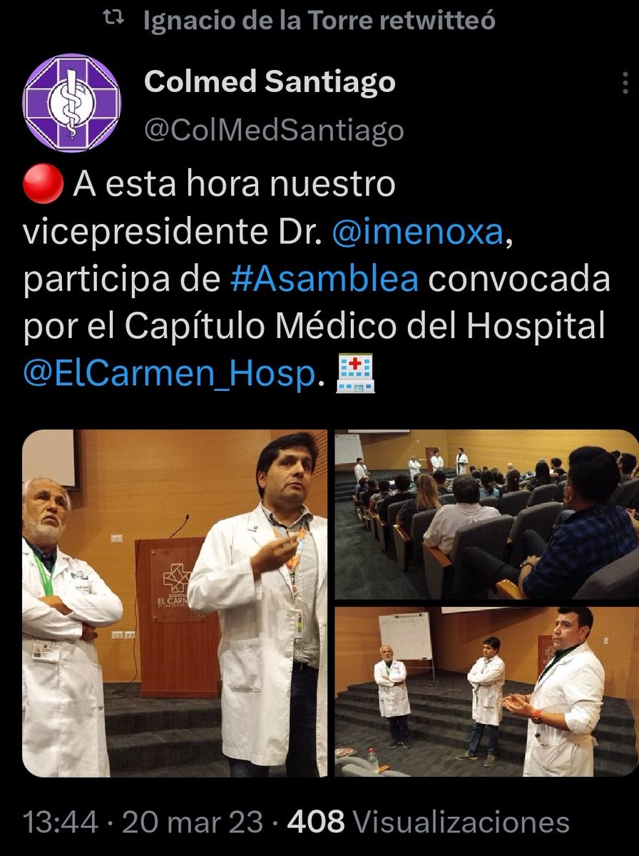 Luchostein's tweet image. #CovidFail @ColMedSantiago
Se preocupan de echar pinta con la bata, pero no se vayan a poner respiradores