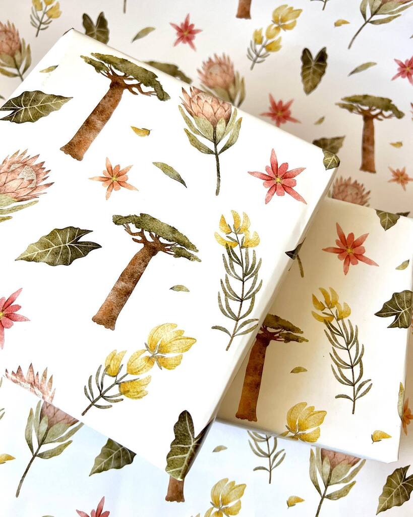 Introducing Lush, our watercolor gift wrap highlighting indigenous botanical and trees. Perfect for plant lovers!

Inspired by the beauty and unique variety of African and indigenous plants, this vibrant pattern features:

• Baobab Tree
• South Afric… instagr.am/p/CqByod4PDdr/
