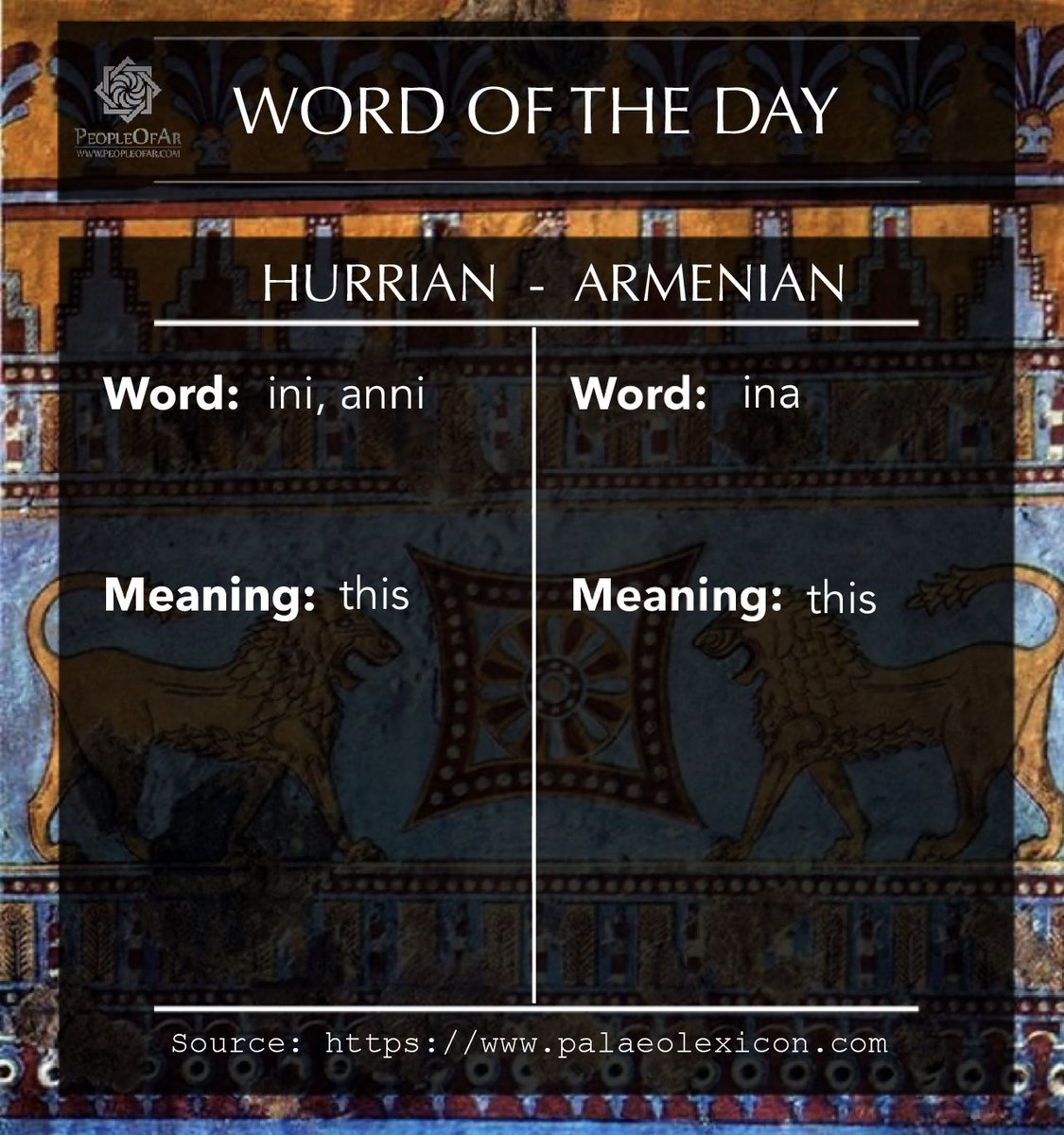 PeopleOfAr's tweet photo. #Hurrian word of the day is “anni” (meaning this) compared to #Armenian “inna” (also meaning this). https://t.co/GAeWqdUGgD