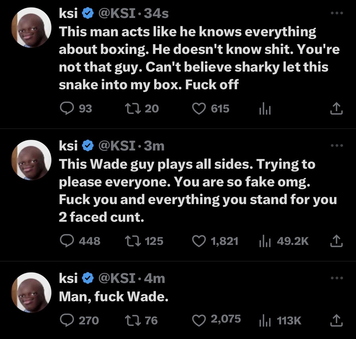 YTBoxingShow_'s tweet photo. 🚨 @KSI has deleted all his tweets aimed at @WadePlem, thoughts? 🤔 https://t.co/QaxkteAagH