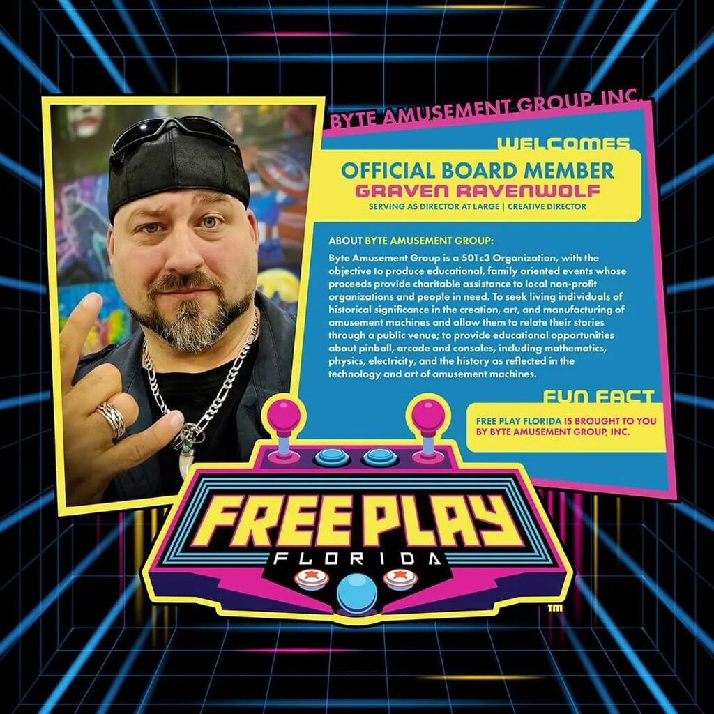TheGravenOne's tweet photo. SPECIAL ANNOUNCEMENT ROCKSTARS!!!

I am excited to announce that I have accepted a position on the Board of Directors for Byte Amusement Group, Inc which produces Free Play Florida!! ( @freeplayflorida ) I will be serving as both Director at Large &amp; Crea… https://t.co/Cakl6zghMV https://t.co/ig7DcuXzmW
