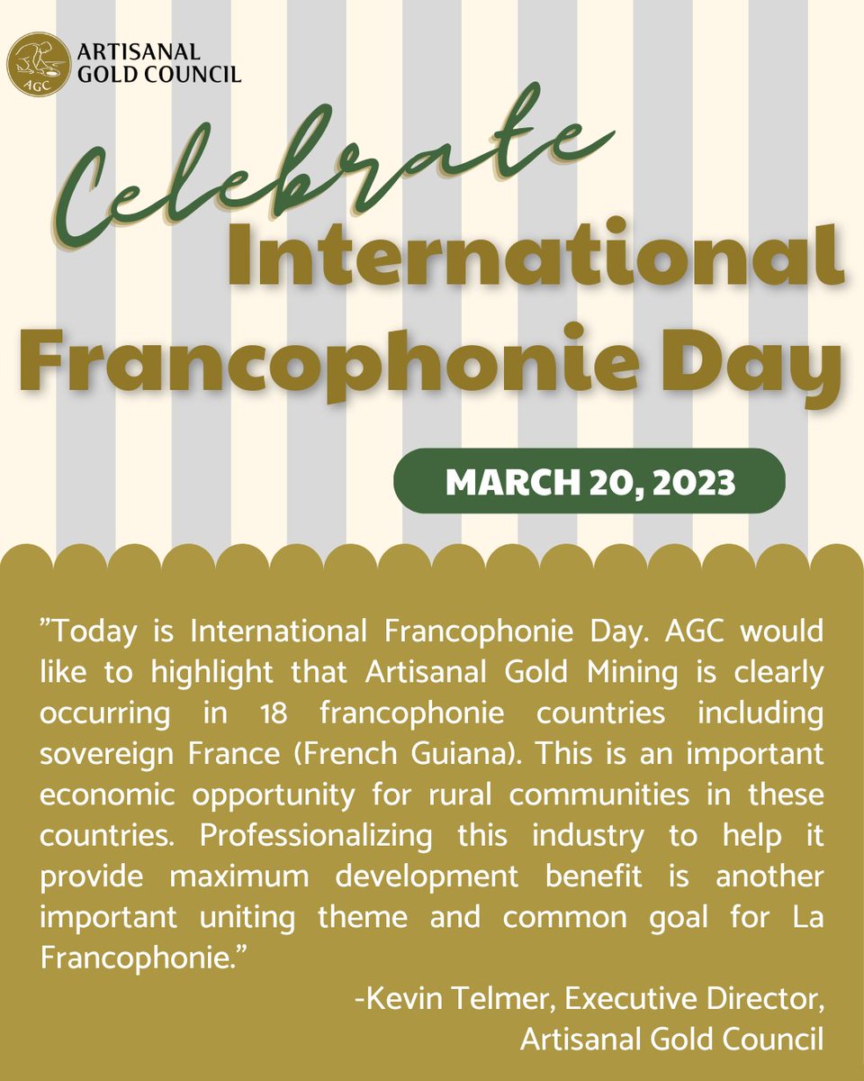 artisanal_gold's tweet photo. A message from @artisanal_gold Executive Director @ktelmer.

Happy International #Francophonie Day! #ASGM https://t.co/6YnNOjj4Lb