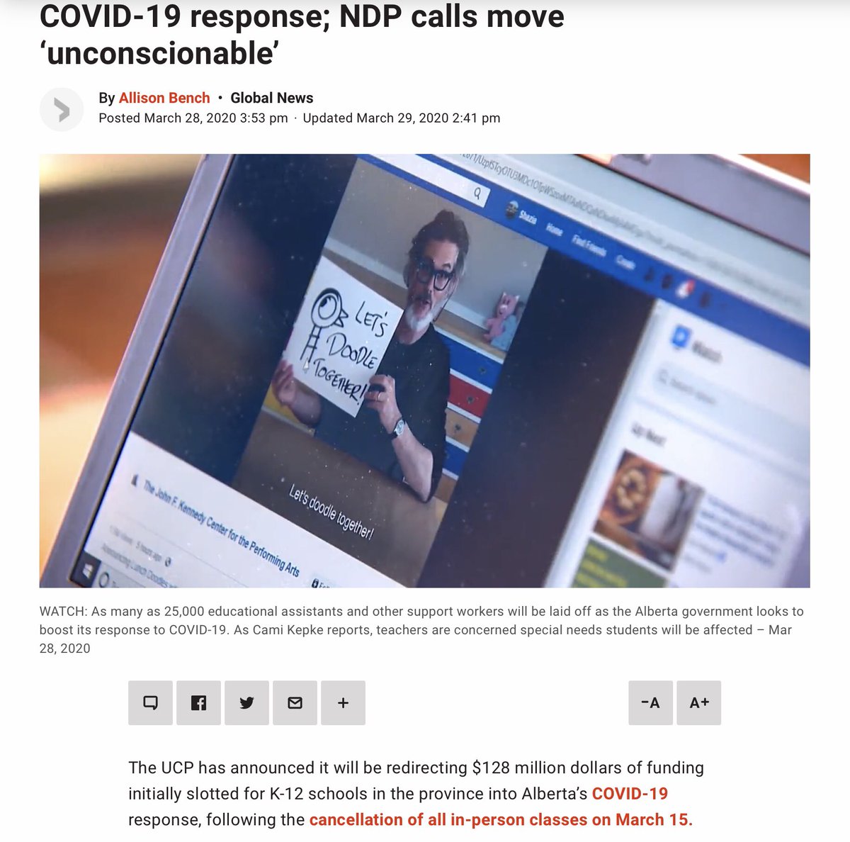 YEGborn's tweet photo. LaGrange and the UCP announced they will put $2 million LESS into the K-12 education budget than what they cut in 2020.

The $128 million cut in 2020 was made over a weekend and announced by email.

The $126 million announced today will be spread over three years.

#abpoli #abed https://t.co/XO9YP0G15I