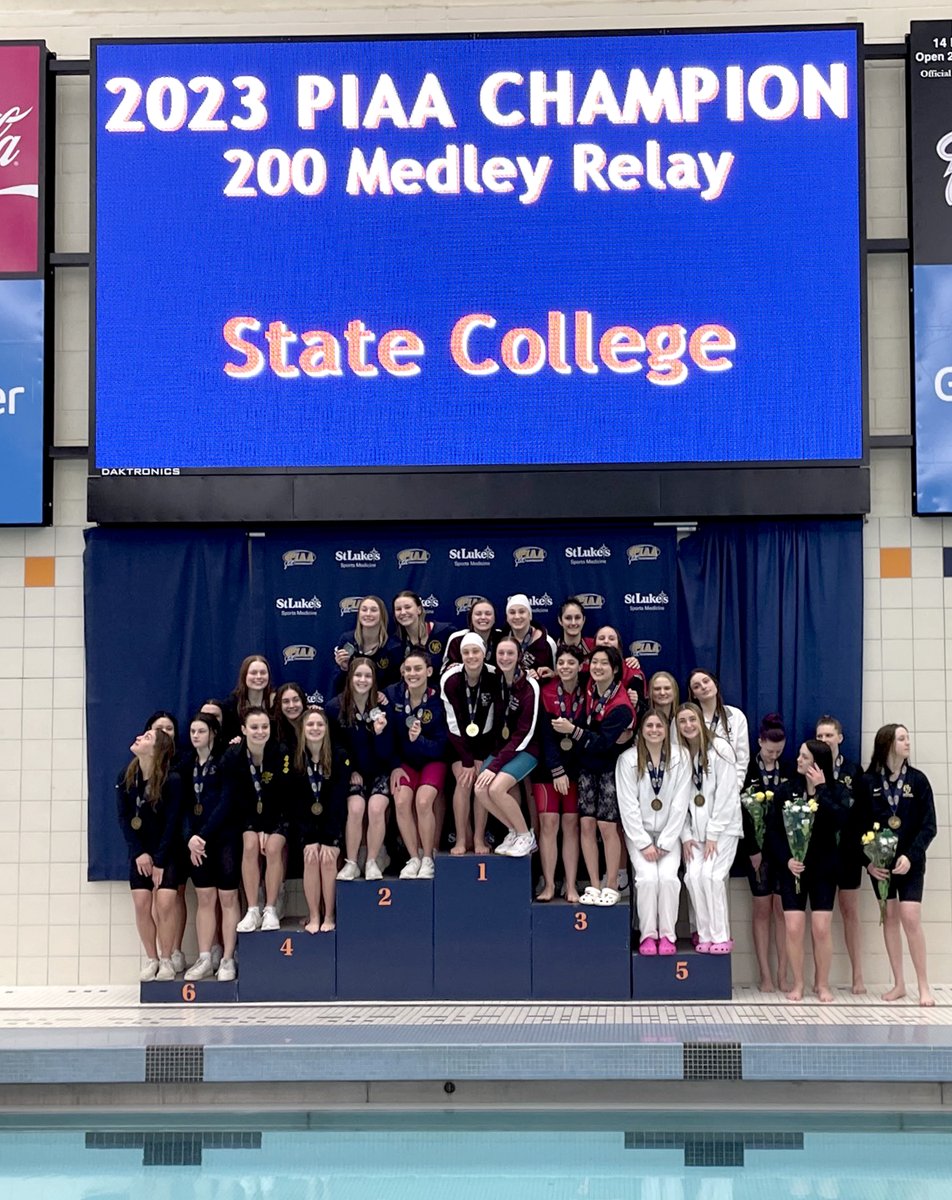Congratulations to the State High girls 200-yard medley relay team who won a State Championship this past weekend. The team of Jade Castro, Madison Watschke, Ally Koehle and Molly Workman won gold at the PIAA Swimming &amp; Diving Championships &amp; also set a new school record!