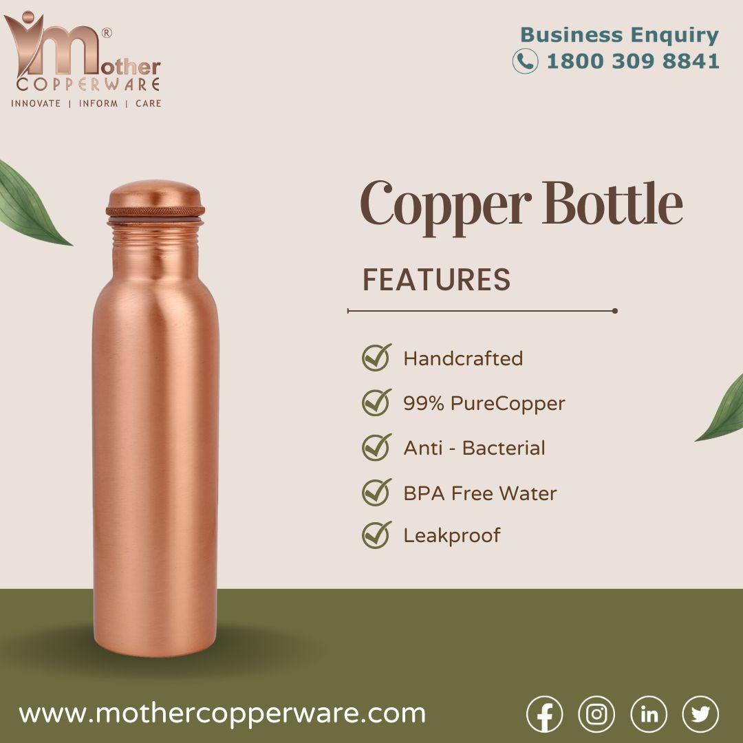 mother_ware's tweet image. A premium copper water bottle is a type of water bottle made from high-quality copper material. 
#mothercopperware
#copperbottle
#copperware
#handcrafted
#higthquality
#antibacterial
#bpafree