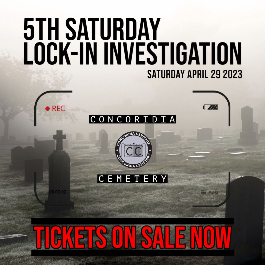 3 HOURS Locked inside one of the most haunted places in Texas, Concordia Cemetery!👻 Do you have what it takes to carry out your own paranormal investigation here?

TICKETS: eventbrite.com/.../5th-saturd…...