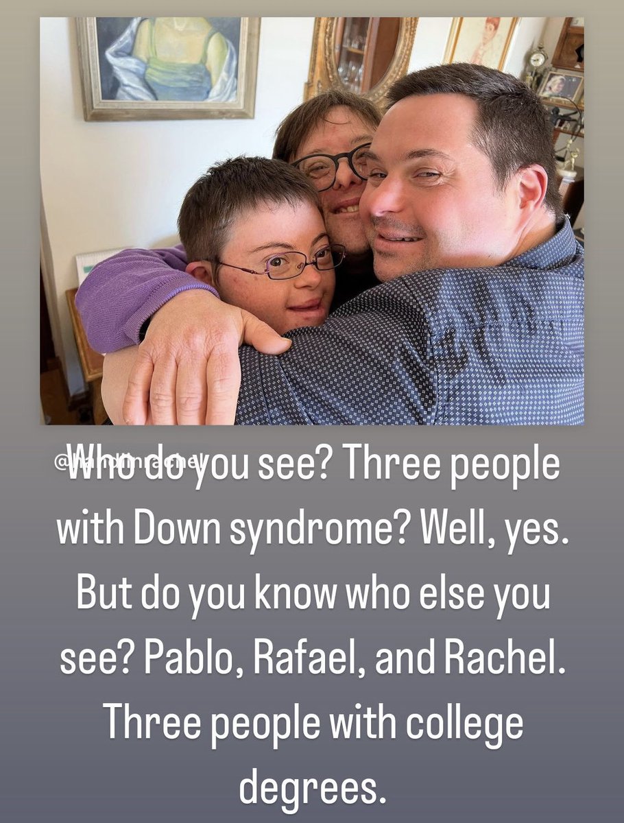 For #WorldDownSyndromeDay2023: Pablo Pineda, Rafael Calderon Almendros, Rachel Handlin. 3 adults with Down syndrome. 3 college degrees.

Give folks w/intellectual disabilities support+opportunities. Whatever they do or don’t achieve, they deserve the same chance as all of us.