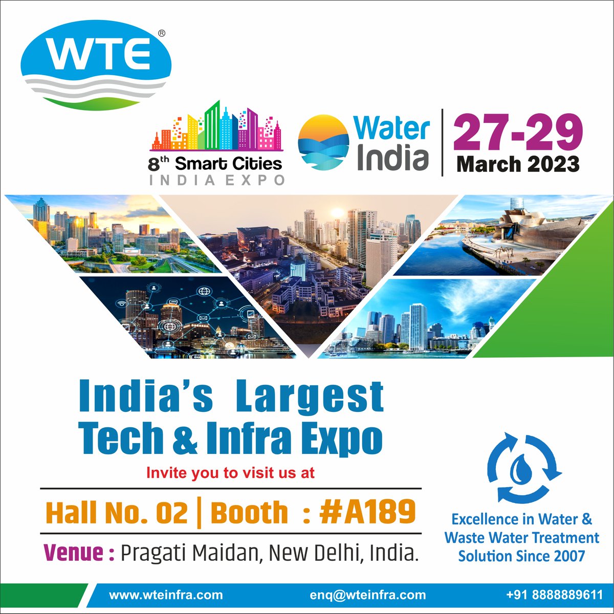 Discover WTE's cutting-edge #WaterAndWasteWater solutions by joining us at 8th Smart Cities India expo! Set a reminder for now.

#WTE #SmartCitiesIndiaExpo #SmartCitiesIndia #WaterIndia #WaterTreatmentSystems #SustainableSolutions #NewDelhi #India #Water #Environment #Sustainable