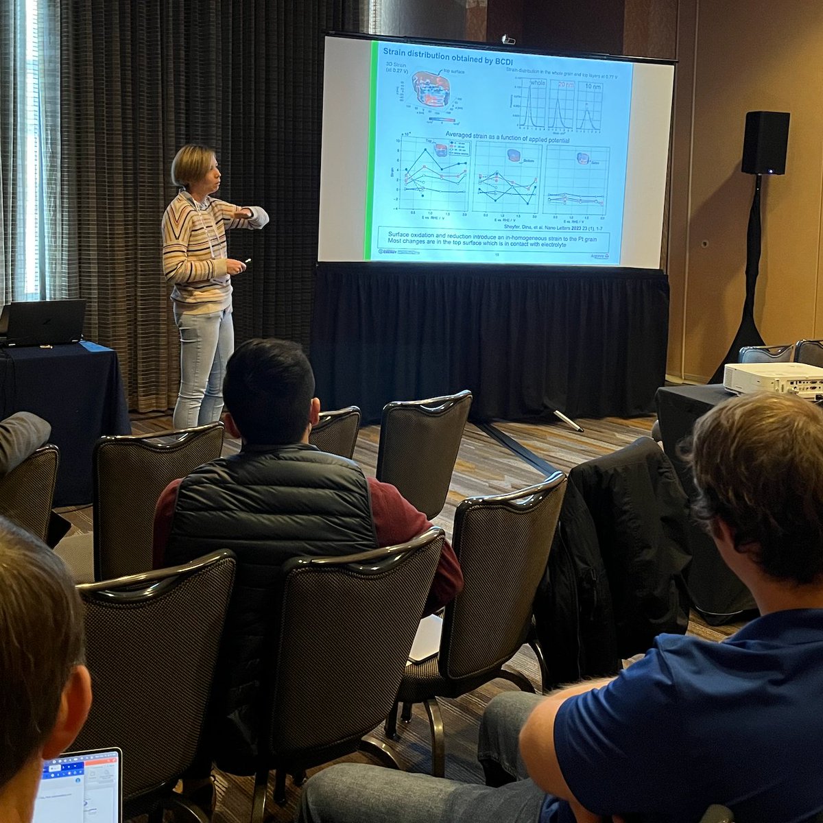 MJCherukara's tweet photo. An exciting first day of talks at the 'Characterization of Materials through High Resolution Coherent Imaging' symposium at #TMSAnnualMeeting bookended by the wonderful @mringridrichard and @BrianAbbey16 and including the @advancedphoton 's Dina Sheyfer. https://t.co/RrOLG6vzcA