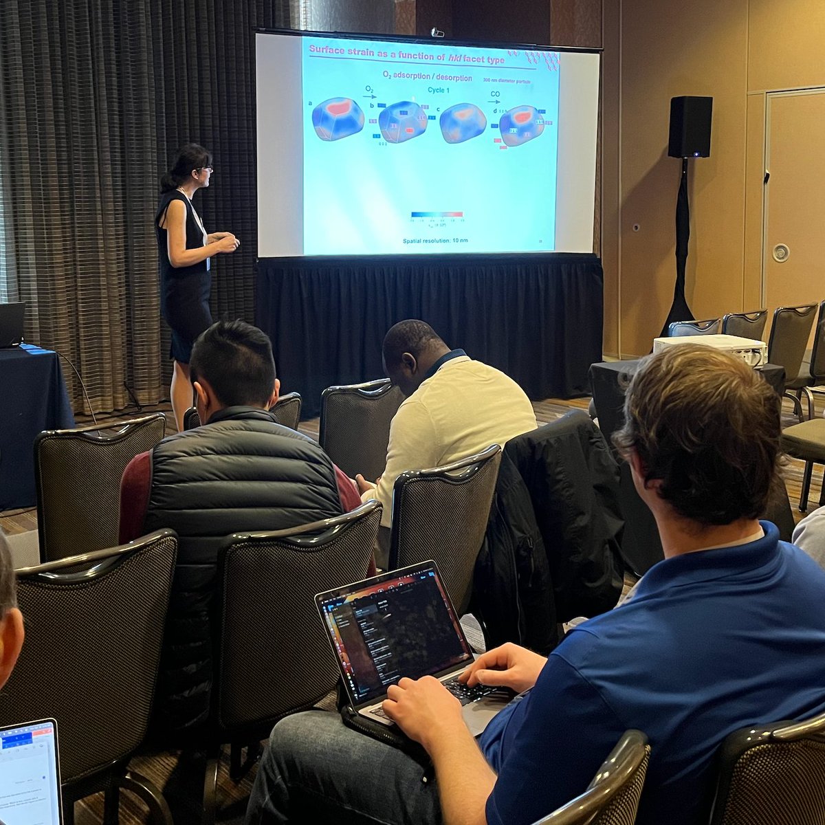 MJCherukara's tweet photo. An exciting first day of talks at the 'Characterization of Materials through High Resolution Coherent Imaging' symposium at #TMSAnnualMeeting bookended by the wonderful @mringridrichard and @BrianAbbey16 and including the @advancedphoton 's Dina Sheyfer. https://t.co/RrOLG6vzcA