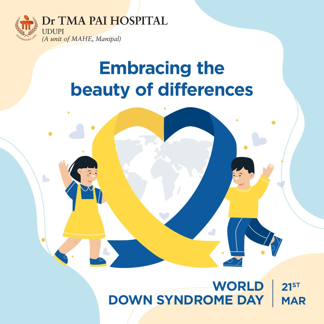 Dr TMA Pai Hospital, Udupi (@tmapai_udupi) on Twitter photo Today, on World Down Syndrome Day, we celebrate the incredible individuals with Down syndrome who inspire us every day with their unique abilities and strengths. 
Let's raise awareness and promote acceptance for a more inclusive and loving world for everyone. 
 #DrTMAPaiHospital Today, on World Down Syndrome Day, we celebrate the incredible individuals with Down syndrome who inspire us every day with their unique abilities and strengths. 
Let's raise awareness and promote acceptance for a more inclusive and loving world for everyone. 
 #DrTMAPaiHospital
