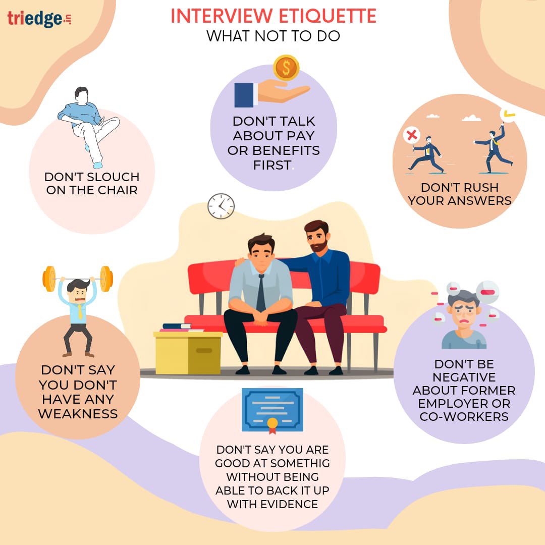 Top 5 interview etiquette- What not to do in an interview . 
Have you ever done any of it ? 
Share it with us. 

#jobinterview #careeropportunities #interviewtips #jobsearch #interviewskills #hiring #jobhunt #careeradvancement #jobseeker #interviewsuccess #jobinterviewprep