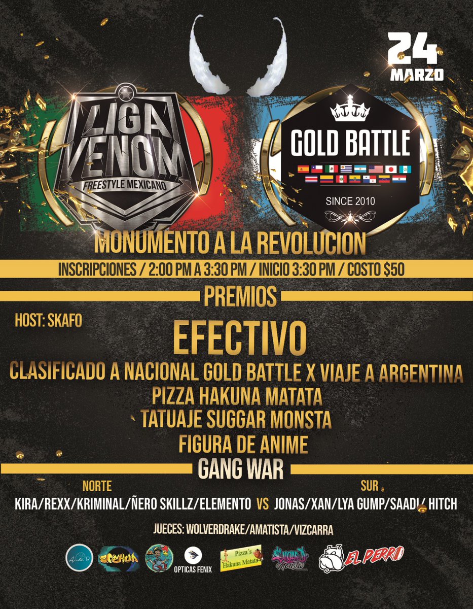 Nos vemos el viernes, primer filtro rumbo a la internacional <a href="/GoldBattle_/">Gold Battle</a> donde el ganador viabara a Argentina ✈🇦🇷🌎
⚠️todos pueden participar ⚠️
