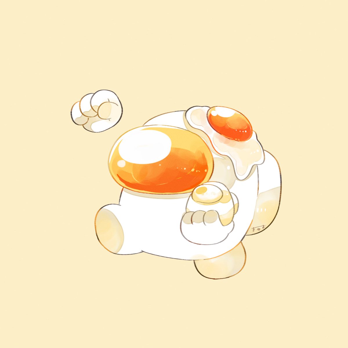 crewmate (among us) egg (food) fried egg food disembodied limb no humans simple background signature  illustration images
