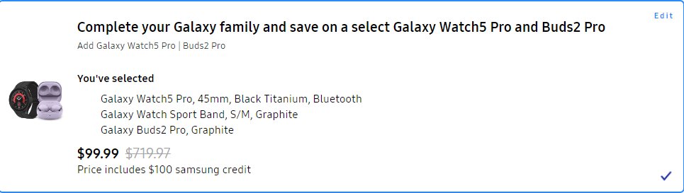 onlyhere2bitch's tweet photo. So @SamsungMobileUS says you can do a bundle of a watch and buds for $99 on a S23 Ultra order (1st ss). Then you do and it still says $99 (2nd ss). But in your order summary you're paying full price. #lies #falseadvertising #fraud https://t.co/mQjKoLhPJl