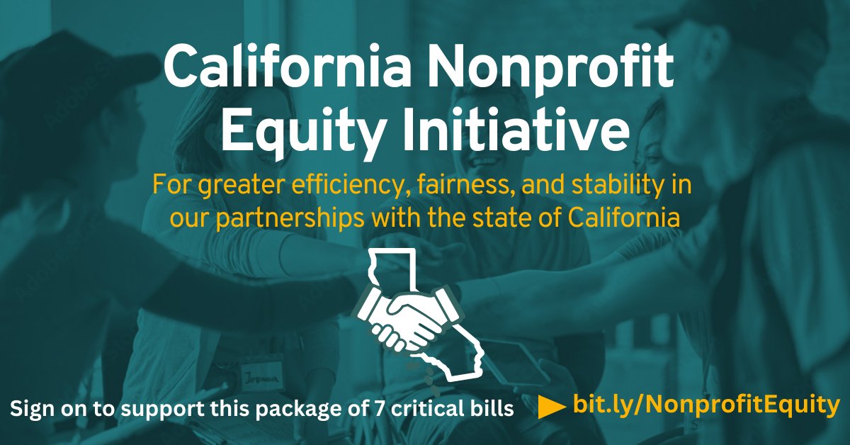 We are proud to support the California Nonprofit Equity Initiative – 7 bills that will bring greater efficiency, fairness, and stability to nonprofits’ work with state government. Sign on by March 29th!
https://t.co/JGcM8wxZO2
#NonprofitEquityCA #caleg @CalNonprofits @AsmLuzRivas 