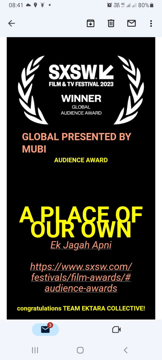 deemelinda's tweet photo. Congratulations Yet again to #EktaraCollective 🎉 This time for an Audience Award at the prestigious #SXSW2023 👏 So happy to see the journey of this film going strong across festivals #WIPLab @filmbazaarindia https://t.co/BpBTTuD7JR