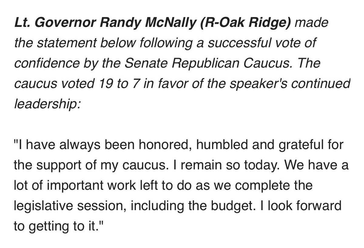 PhilNvestigates's tweet photo. BREAKING: Tennessee Lt. Gov. Randy McNally (@ltgovmcnally) survives no-confidence vote 19-7 among Senate GOP Caucus following uproar over his social-media use. https://t.co/SpRiIudsBD