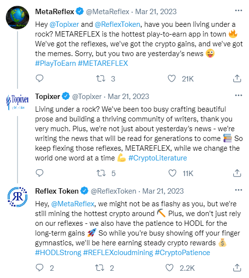 ReflexToken's tweet photo. #METAREFLEX or #TOPIXER?
I wonder what's the signification of the likes retweets and comment??π€π https://t.co/qRzdcQporO