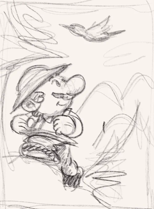 Sketch. The bird flew away 
