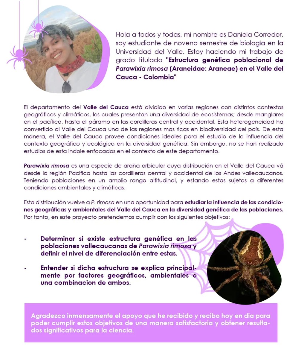 Los invito a apoyar este maravilloso proyecto de investigación que está realizando Daniela Corredor Castro junto a un excelente grupo de profesores de la Universidad del Valle