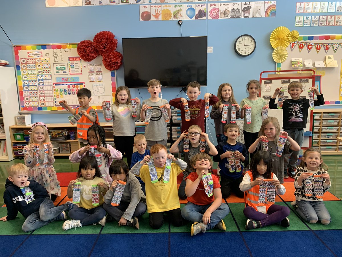 CalvertsKinders's tweet photo. Tomorrow is World Down Syndrome Day, and we are going to Rock our Silly Socks!!  We had fun last week designing our own silly socks to wear tomorrow.  The kids are excited to wear their socks to help celebrate Griffin tomorrow.  @JresRockets @JresFrc https://t.co/ubwdjv2yjh