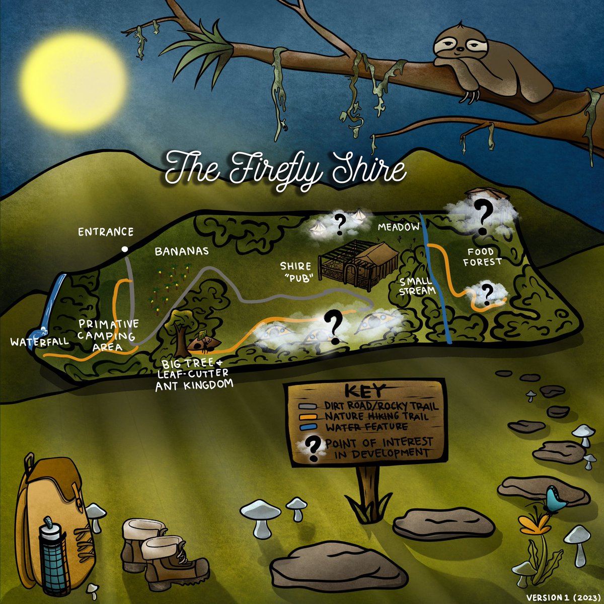 👀 Our new Shire map! The❔are spots that can be unlocked by the <a href="/lunarpunkorder/">LunarPunk Order 🌙</a> 🏕✨🦥 

Minting in a few hours 😱
