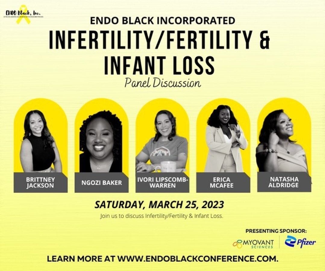 Join me this Saturday, 3/25/23 @ the 3rd Annual Endo Black Conference. Panelist discuss infertility diagnosis, pregnancy loss &amp; infertility treatments.The conference will take place in Oxon Hill, MD beginning at 10am. 
Purchase your ticket here: eventnoire.com/e/endo-black-c…

Thank you