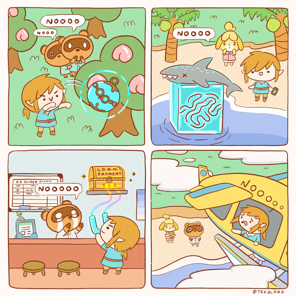 Can't believe it's been 3 years since ACNH was released and I made this crossover comic 🏝️ #AnimalCrossingNewHorizons #BOTW 