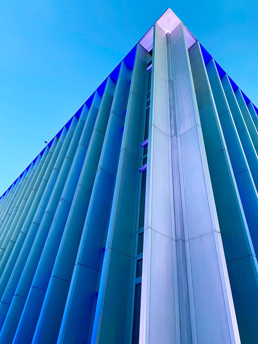Every night, <a href="/CarnegieMellon/">Carnegie Mellon University</a>'s Hunt Library is lit up with blue lights, and glows like a sapphire jewel on campus. This evening, on my way to teach class, the blue building blended into the blue sky in a magical way.

#campuslife 
#myheartisinthework