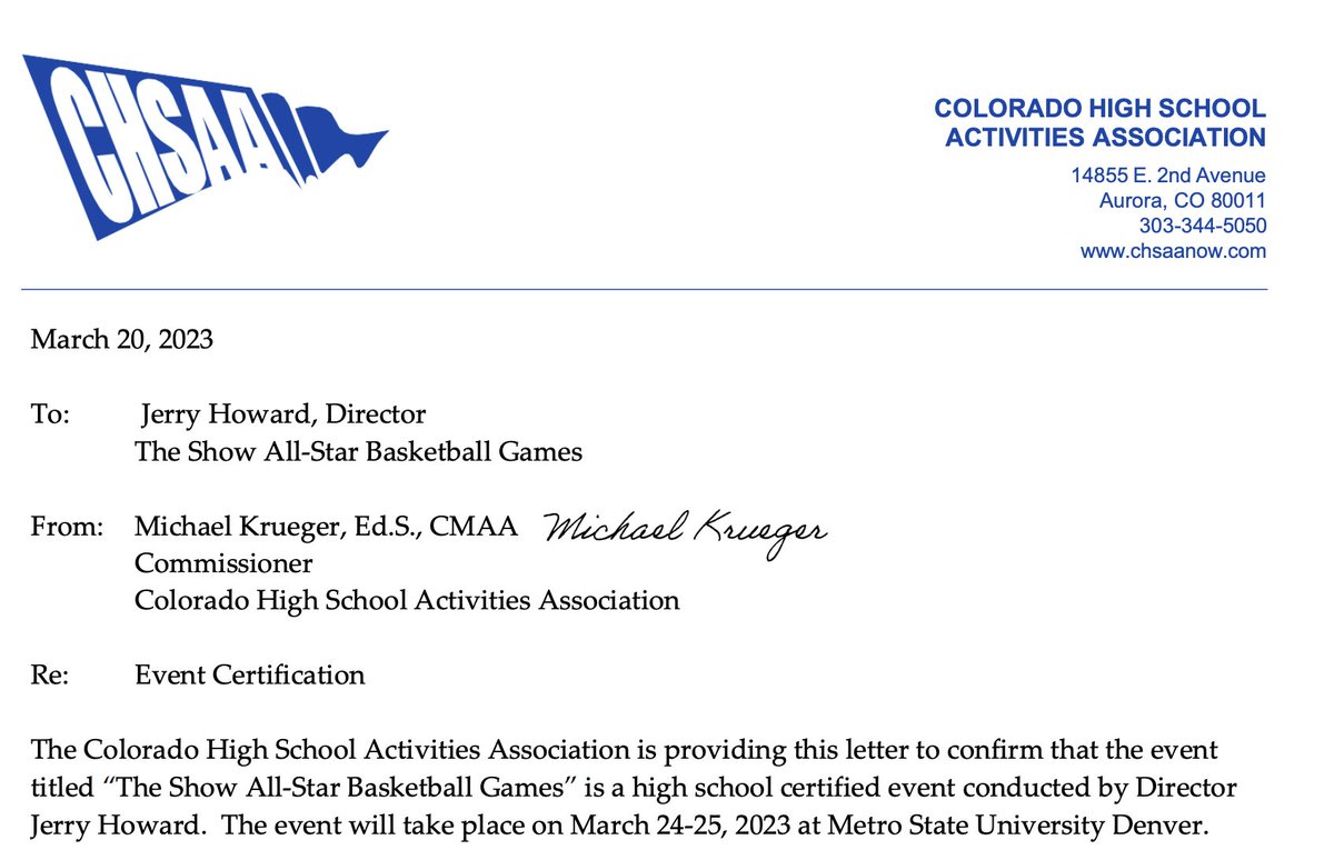 The Show: Colorado (@theshowcolorado) on Twitter photo We have great news. CHSAA has sanctioned the show for 2023. We are thankful for CHSAA for doing this. What does it mean? Division 1 coaches are allowed to attend
<a href="/postpreps/">Denver Post Preps</a> <a href="/gazettepreps/">Gazette Preps</a> <a href="/BoCoPreps/">BoCoPreps</a> <a href="/Kevin_Lytle/">Kevin Lytle</a>
<a href="/aurorasports/">Sentinel Prep Sports</a> <a href="/hoopstracker/">Hoopstracker</a> We have great news. CHSAA has sanctioned the show for 2023. We are thankful for CHSAA for doing this. What does it mean? Division 1 coaches are allowed to attend
<a href="/postpreps/">Denver Post Preps</a> <a href="/gazettepreps/">Gazette Preps</a> <a href="/BoCoPreps/">BoCoPreps</a> <a href="/Kevin_Lytle/">Kevin Lytle</a>
<a href="/aurorasports/">Sentinel Prep Sports</a> <a href="/hoopstracker/">Hoopstracker</a>