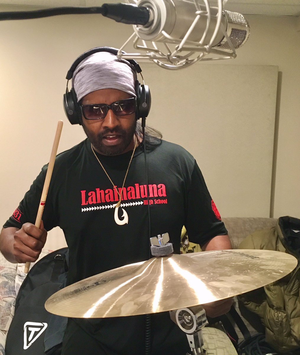 wilburworldwide's tweet photo. Studio session with just one 16” custom ‘First Class Beats’ Turkish cymbal! Recording final bits for the upcoming Jawaiian Reggae song that was filmed at Lahainaluna High School, Maui. Mahalo Cole Assman & Contrast recording 🎶 #LessIsMore #FirstClassBeats #Drummer https://t.co/BMQPDAfv1V