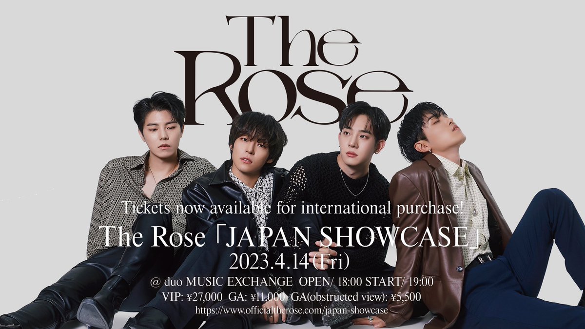Image for 「JAPAN SHOWCASE」 @ duo MUSIC EXCHANGE in Tokyo 2023.4.14(FRI) Doors: 18:00 Show: 19:00 JST Limited tickets for international fans available now Tickets: https://t.co/mPJFOSKIeE More Info: https: //t.co/0pJxTibdZL TheRoseJapan https://t.co/pWi2SvvynZ
