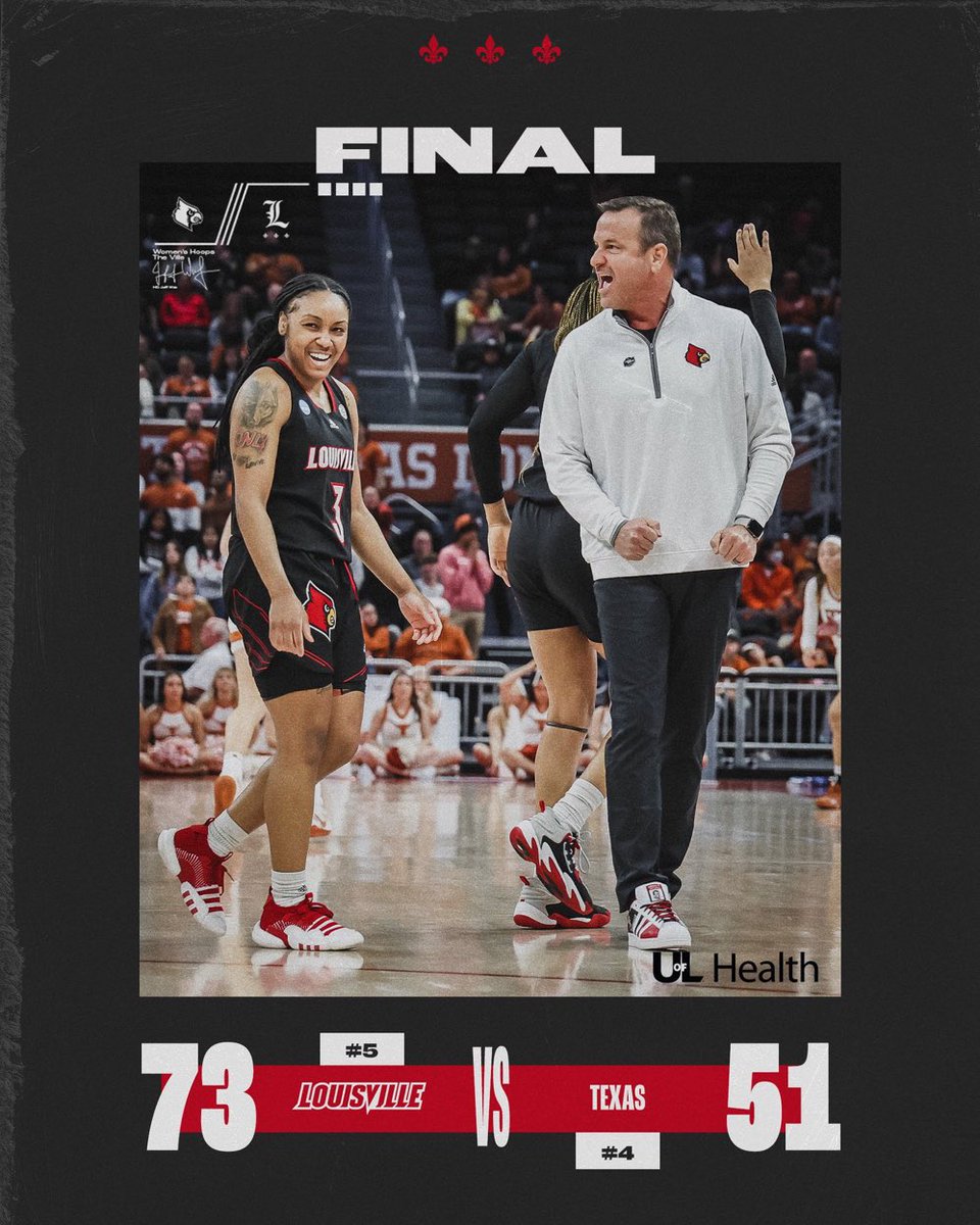 BarstoolCards's tweet photo. HOW SWEET IS IT

Cards thump the Longhorns behind HVL’s 21 points to send Louisville to their 6th straight Sweet Sixteen. 

8 point dogs my ass https://t.co/qC2rzWoTBV