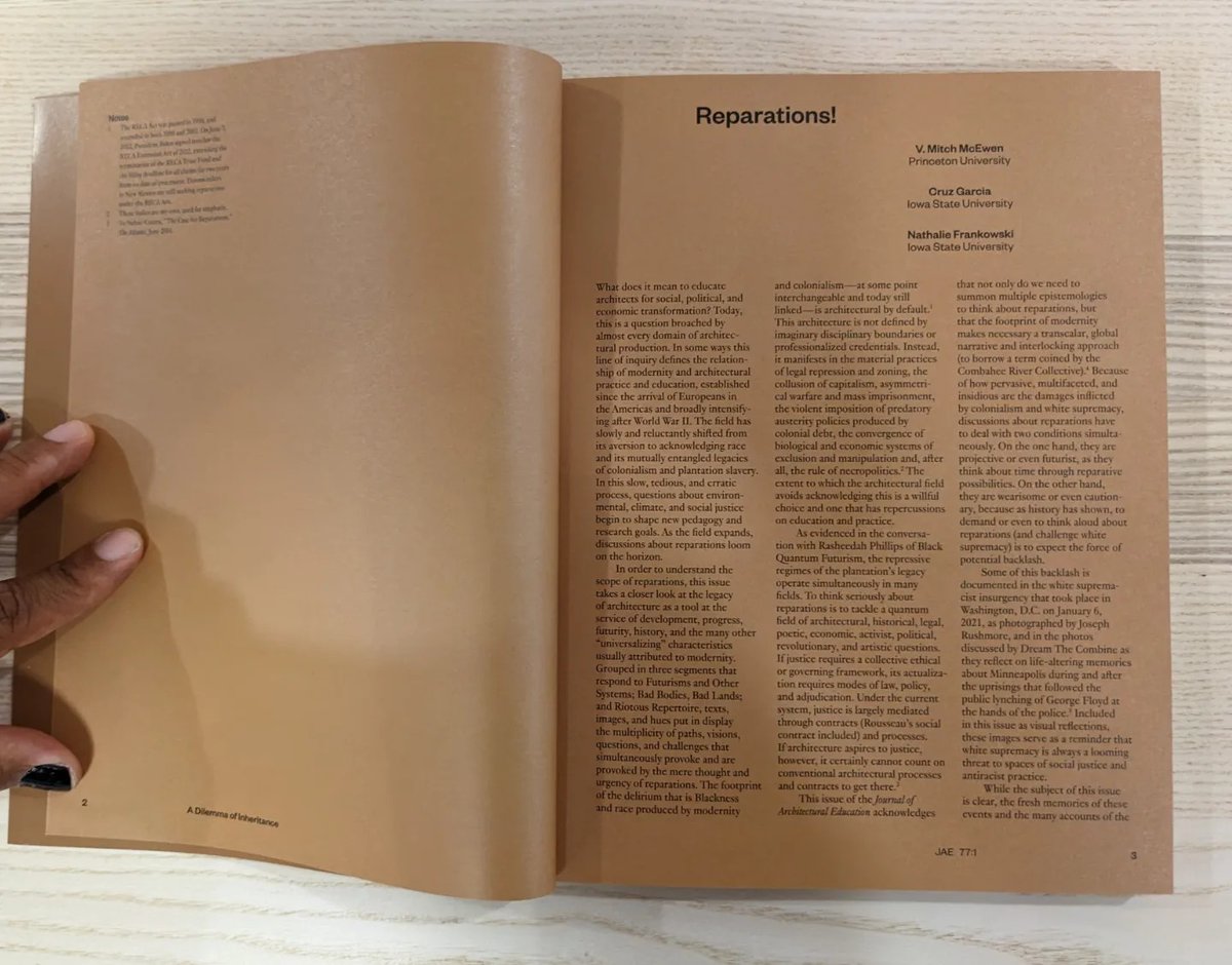 waithinktank's tweet photo. Reparations! is out
the issue we co-edited with @mitchmcewen on Reparations includes interviews with Mabel O. Wilson, Rasheedah Phillips, Keeanga-Yamahtta Taylor, Sean Connelly, and Dream the Combine, and many amazing contribitions! https://t.co/en10KQSR8n