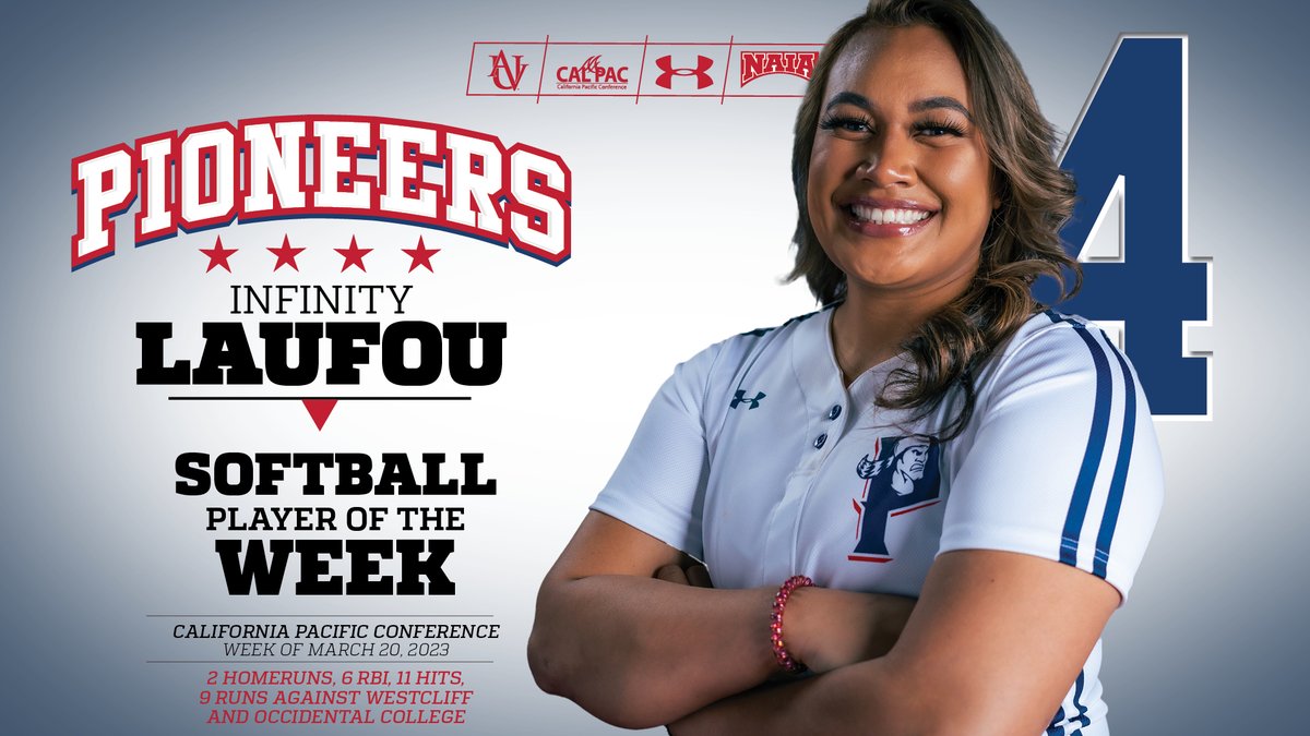 Congratulations to Infinity Laufau who was named Cal Pac Player of the Week for softball. uavpioneers.com/article/1507