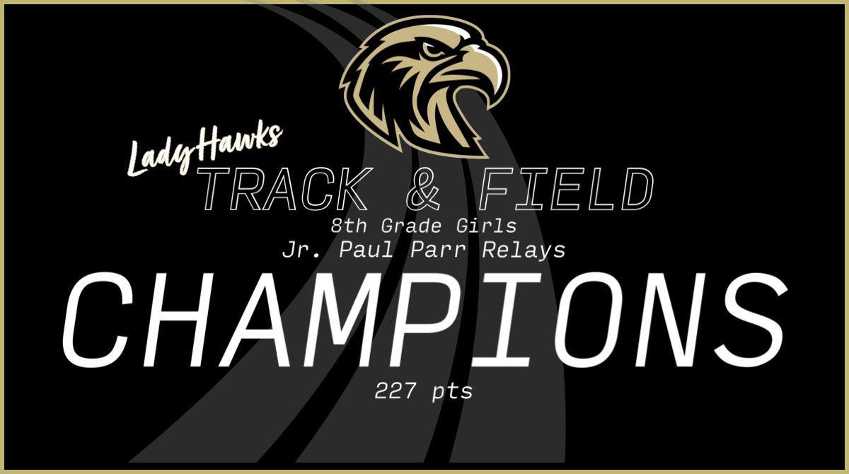 pgmsladyhawks's tweet photo. MEET CHAMPIONS 🏆 

8th grade girls won the Jr Paul Parr Relays at Liberty Eylau with 227 points! Big points in sweeping the 2400 m run &amp; 1600 m run! https://t.co/3NxevhoXDP