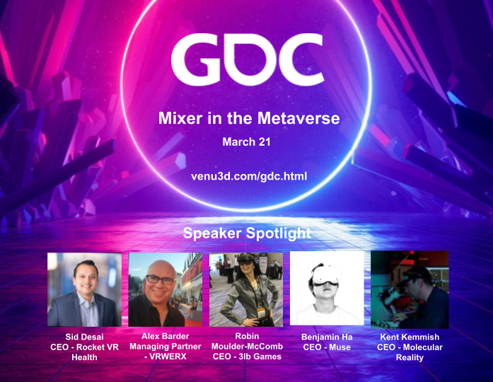 venu_3d's tweet photo. Join us at the GDC Mixer in Venu 4pm PST tomorrow! Demo new games, hear the latest from industry experts, and hang out with game devs in the metaverse! Register free today! #GDC #GDC23 #gamedev #networking #Sales #Marketing #Virtual #VirtualReality  https://t.co/MD4eT8xQX3 https://t.co/kC4Y9ljjlr