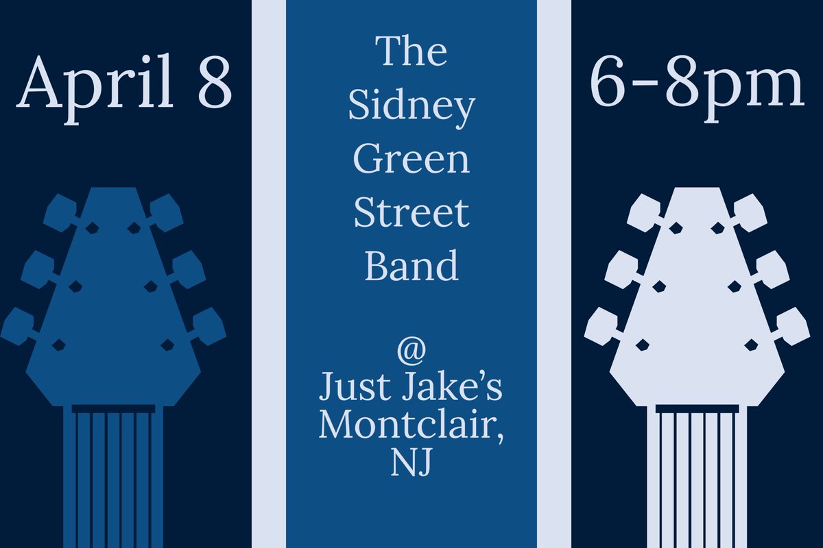 Next gig Montclair, NJ April 8 #nj #njmusic #music #livemusic #SidneyGreenStreetBand #guitar #bass #drums