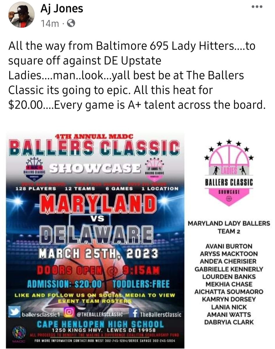 #ballersclassic #theballersclassic @lbuzz29 @695HOOPS @CoachRstii @FirstStatePreps @FSHoopsReport @IfHe_Wont_IWill @jewel_smalls @Metroball @RyanWatersSr80 @TeamDynasty_DJ @Metroball