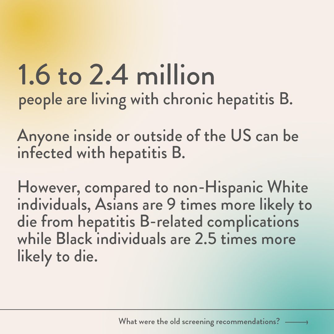 StanfordCAREs's tweet photo. The CDC now recommends that all US adults get tested for #hepatitisB at least once. @asianliverctr 's Dr. Samuel So has recently published a paper on the ways that universal screening is a step to hepatitis B elimination.
Learn more: https://t.co/477PGvnnzn https://t.co/6EXEDKHhvV