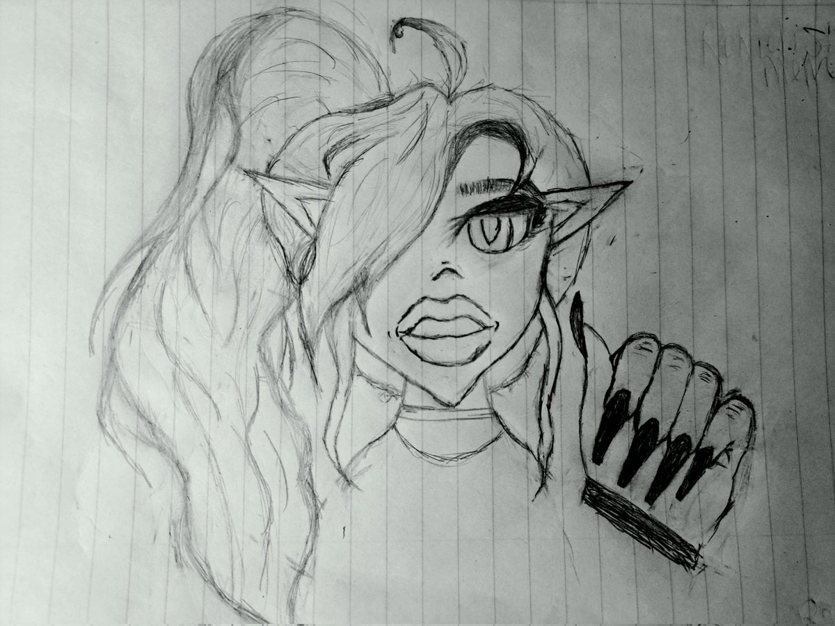 inkyroki's tweet photo. - wanted to try drawing my oc. 
She turned into a meme. 

#artanime #ocart #drawing #Pencildrawing #pencilart #firsttimdrawing https://t.co/oXOLNE60j7