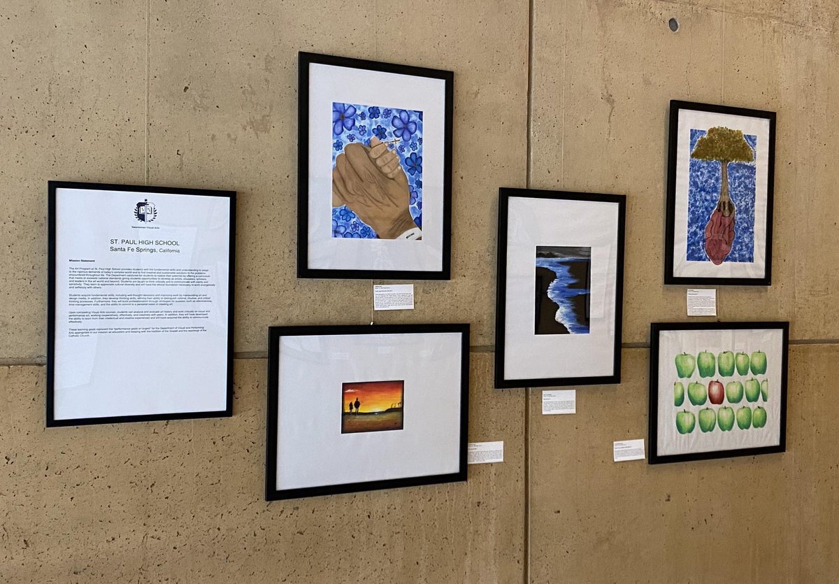 We are so proud to have 5 of our student’s art work featured in this year’s Robert Graham Student Art Exhibit at the Cathedral of Our Lady of the Angels. The annual art exhibit opened on March 19th after Mass with a blessing from Archbishop Jose Gomez. Congratulations, Swordsmen!