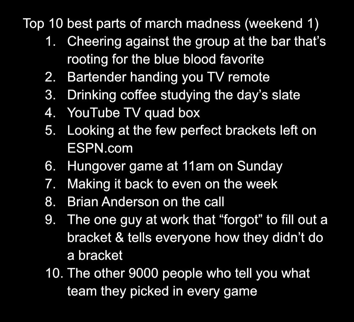 top10________'s tweet photo. Top 10 parts of March Madness, weekend 1 https://t.co/miLuDbbAiV