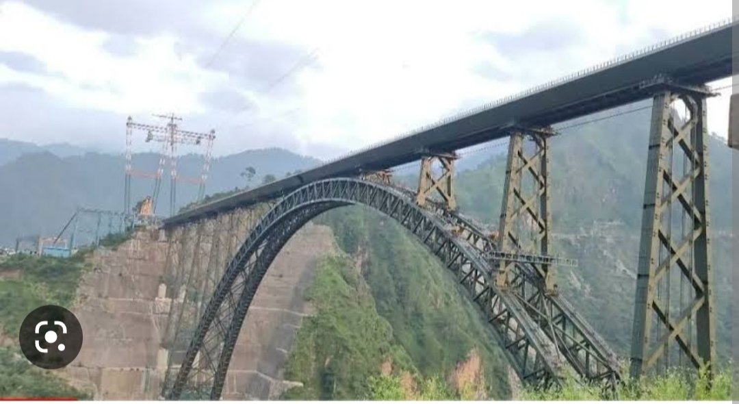 History in the making: The world's highest railway bridge (359 metre high, 1315 metre long) between Bakkal &amp; Kauri on river Chenab in J&amp;K is ready for a trial run of mounted vehicles today. It was Indian Railways' toughest challenge on the 272-km Udhampur-Srinagar-Baramulla link.