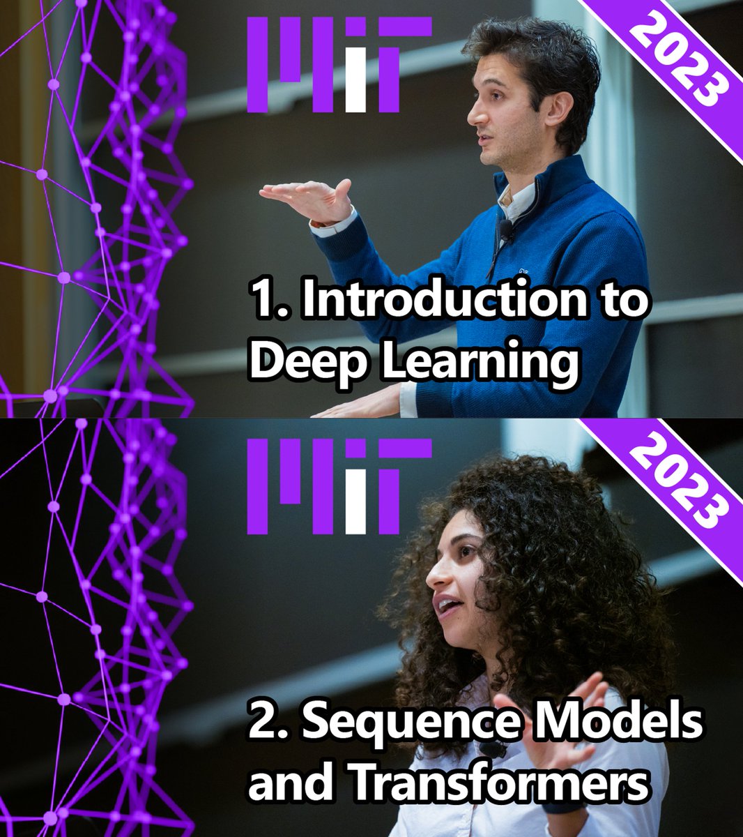 📢 The first two lectures of <a href="/MIT/">Massachusetts Institute of Technology (MIT)</a> Intro to #DeepLearning are online now -- #FREE for all! The course continues every Friday 10am ET.

🧠 New updates! #Transformers, #Diffusion, #Robotics &amp; more!

🤩 Watch here! 👉 youtube.com/watch?v=QDX-1M…

👀 Sign up 👉  youtube.com/channel/UCtslD…